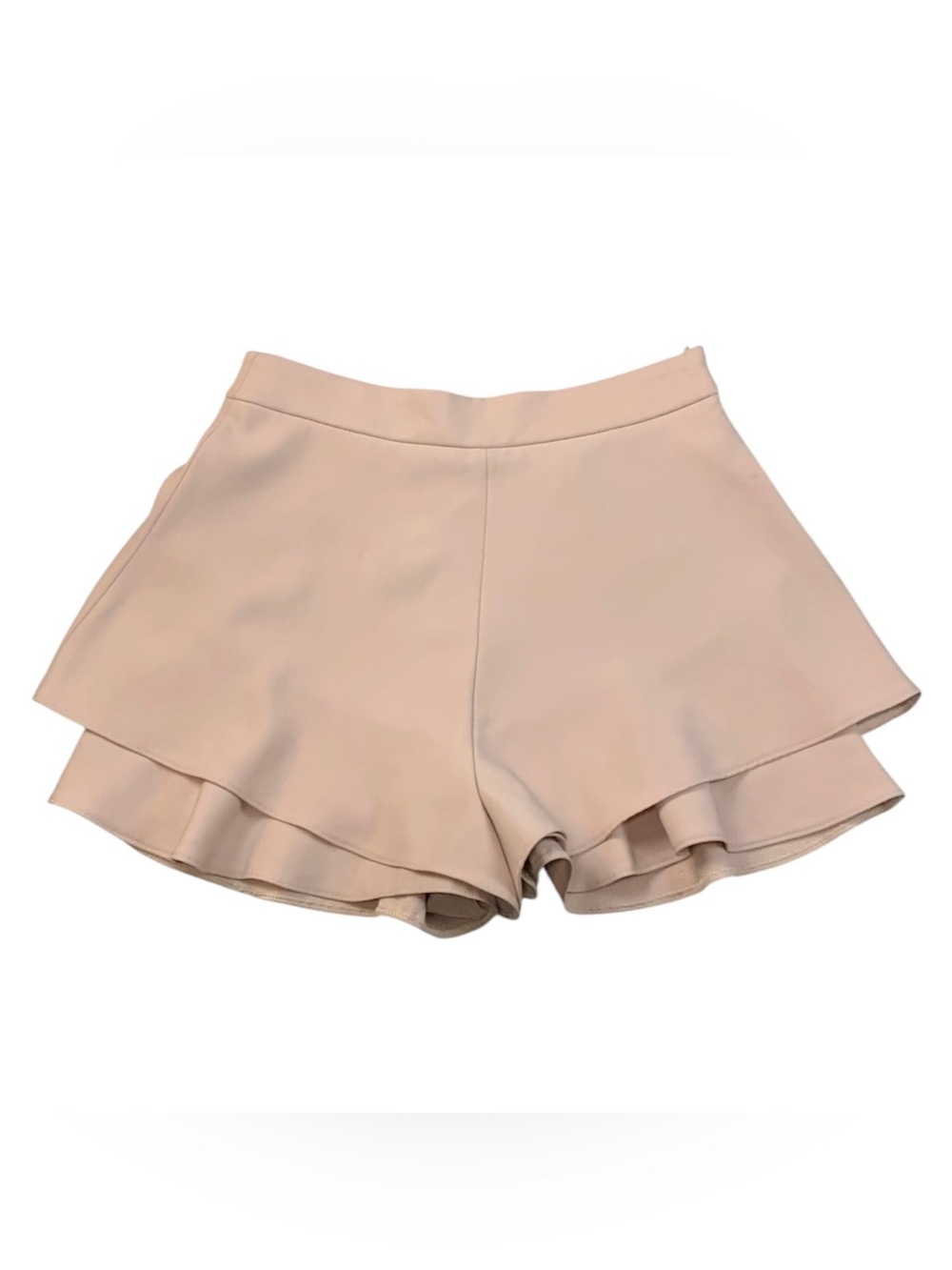 Zara Blush Pink/Beige Layered Ruffle Mini Shorts